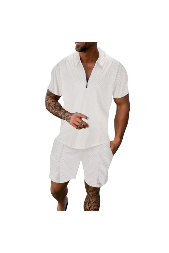 Men's 2 Pieces Linen Set Mens Short Sleeve Suit Shorts Beach Tropical Hawaiianss Body Sports Shorts Suit Sports Suit Stylish Sweatsuit Outfits
