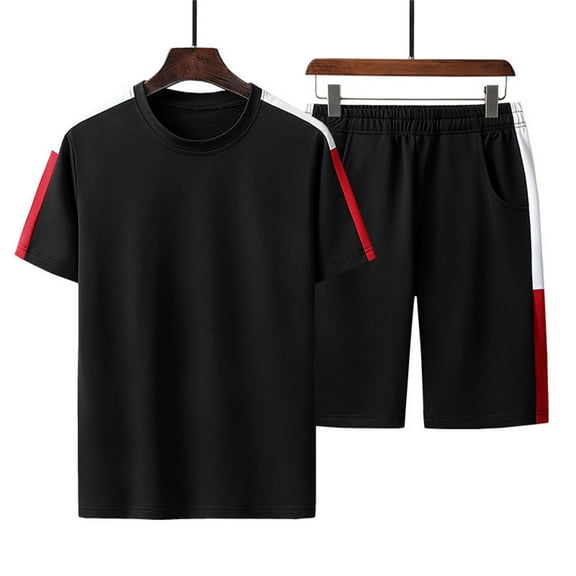 NAFUU Men's 2 Pieces Outfits Mens Sportswear Suits Summer Casual Breathable Short Sleeve T Shirt And Shorts With Pockets Soft Beach Shorts Suit