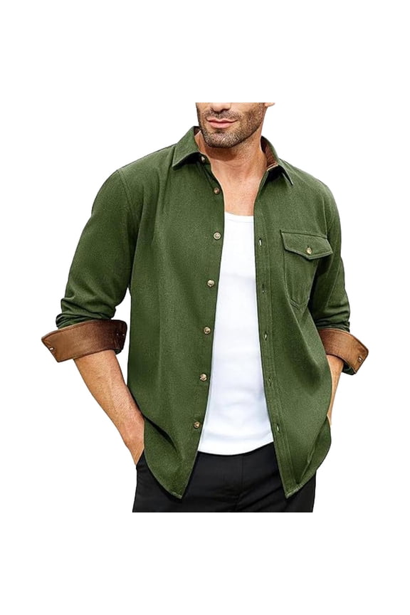 Men's Button Down Shirt Flannel Shirt For Men Long Sleeve Mens Dress Shirts Casual Button Down Shirt Big Work Shacket Jackets Formal Collared Shirt