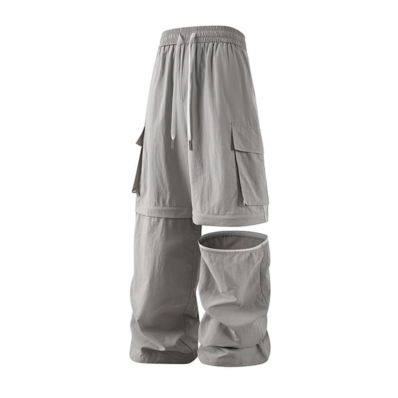 NAFUU Men's Cargo Pants Convertible Outdoor Hiking Pants Lightweight Quick Dry Zip Off Safari Trousers Loose Wide Leg Pants Leisure Trousers