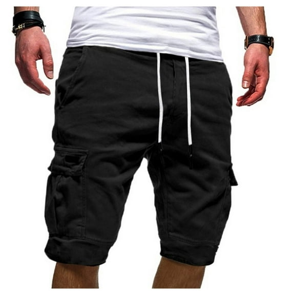 NAFUU Men's Casual Cargo Shorts Relaxed Fit Stretch Cargo Short Drawstring Elastic Waist Athletic Gym Jogger Shorts With Pockets Lightweight Trouser