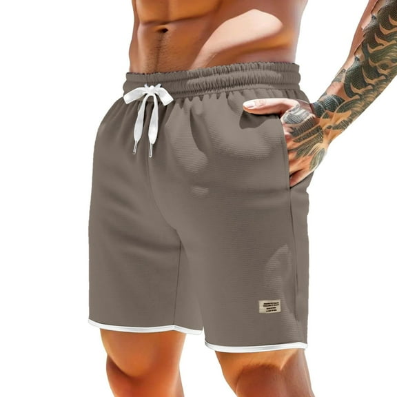 NAFUU Men's Casual Shorts Summer Shorts For Men Elastic Waist Drawstring Texture Short Mens Beach Vacation Shorts With Pockets Relaxed Fit Pants