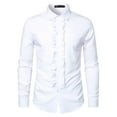 thumbnail image 1 of NAFUU Men's Dress Shirts Stylish Long Sleeve Ruffle Button Down Shirt Slim Fit Comfortable Breathable Top Spring Fall Fashion Blouse Men Work Shirts, 1 of 4
