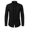 thumbnail image 1 of NAFUU Men's Dress Shirts Stylish Long Sleeve Ruffle Button Down Shirt Slim Fit Comfortable Breathable Top Spring Fall Fashion Blouse Vintage Work Shirts, 1 of 4