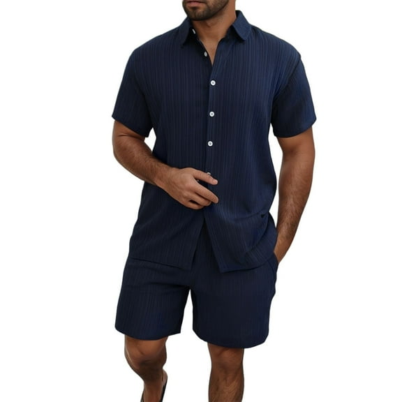NAFUU Men's Hawaiian Matching Set Mens Summer Leisure Sports Comfortable Breathable Sweat Absorbing Short Sleeved Shorts Two Piece Set Athletic Casual Outfits