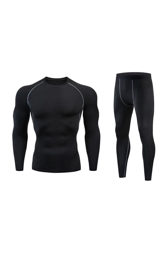 Men's Sports Running Set Mens Compression Shirt Pants Tight Long Sleeve Fitness Tracksuit Quick Dry Workout Gym Yoga Suits Athletic Jogging Tracksuit