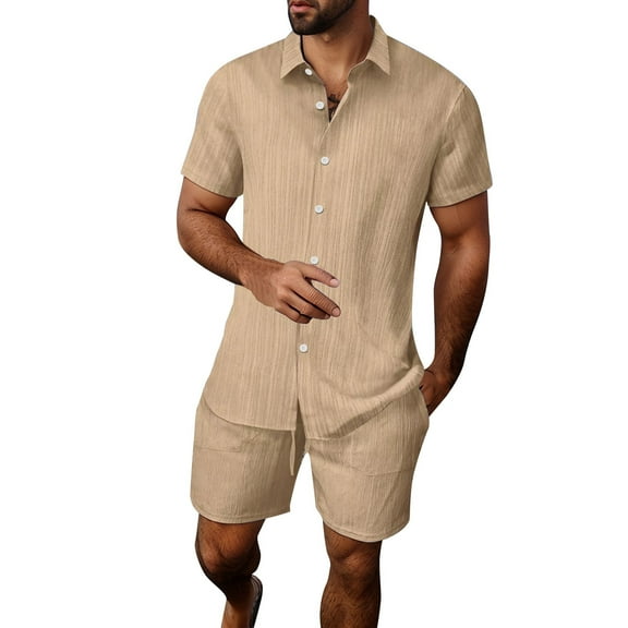 NAFUU Mens 2 Piece Outfits Mens Summer Leisure Sports Comfortable Breathable Sweat Absorbing Short Sleeved Shorts Two Piece Set Fashion Sports Suits