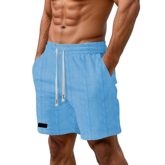 NAFUU Mens Casual Shorts Elastic Waist Drawstring Summer Beach Shorts With Pockets Breathable Men's Casual Shorts Daily Wear Lightweight Trouser