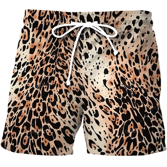 NAFUU Mens Casual Shorts Lightweight Leopard Shorts Beach Sportwear With Drawstring Running Shorts For Men