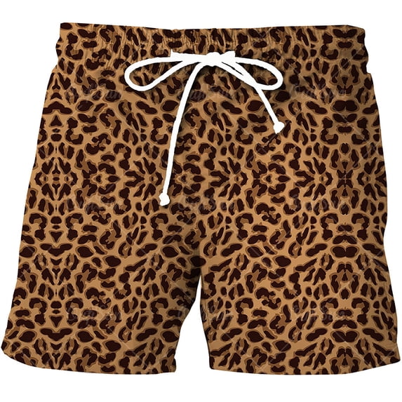 NAFUU Mens Casual Shorts Lightweight Leopard Shorts Summer Beach Sportwear With Drawstring Gym Shorts Men