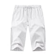 thumbnail image 1 of NAFUU Mens Casual Shorts Men's Cotton Linen Capri Pants Loose Elastic Waist Drawstring Yoga Beach Pants With Pockets Stretch Golf Shorts, 1 of 3