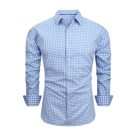 NAFUU Mens Dress Shirts Casual Men's Slim Fit Work Shirts Checkered Print Daily Wear Comfort Classic Button Down Shirt Party Tops Commuting Shirt Top