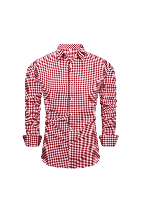 Mens Dress Shirts Casual Men's Slim Fit Work Shirts Checkered Print Daily Wear Comfort Classic Button Down Shirt Party Tops Versatile Shirt Top