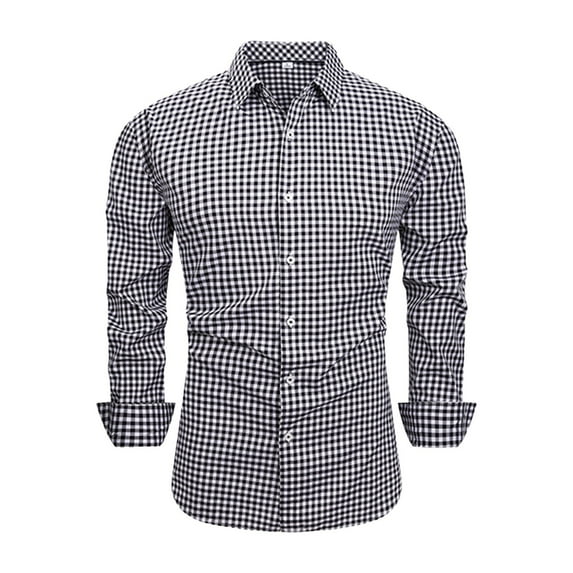 NAFUU Mens Dress Shirts Casual Men's Slim Fit Work Shirts Checkered Print Daily Wear Comfort Classic Button Down Shirt Party Tops Stretch Comfort Tops