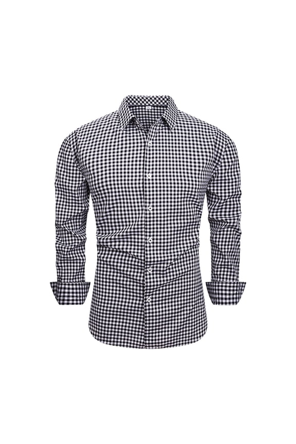 Mens Dress Shirts Casual Men's Slim Fit Work Shirts Checkered Print Daily Wear Comfort Classic Button Down Shirt Party Tops Trendy Casual Shirts