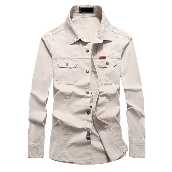 NAFUU Mens Dress Shirts Men's Autumn Long Sleeve Shirt Casual Style Workwear Jacket Slim Fit Shirt Lightweight Work Shirts Versatile Shirt Top