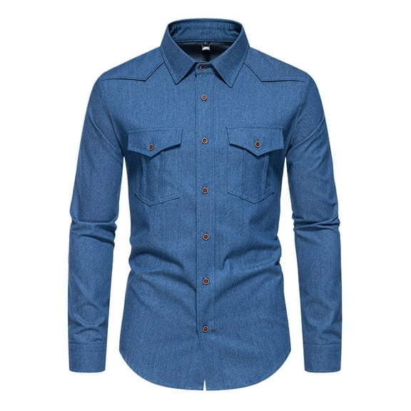 NAFUU Mens Shirts Fall Tops Mens Dress Shirts Long Sleeve Collared Stretch Solid Color Business Casual Button Down Shirt Pocket Stylish Shirt Tops