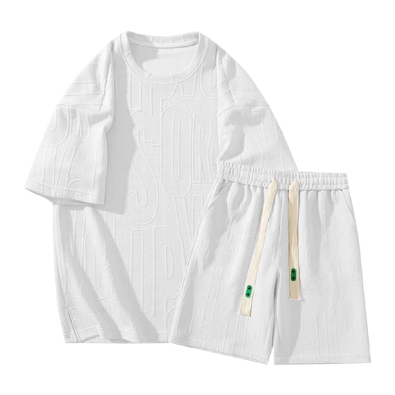 NAFUU Mens Short Sets 2 Piece Outfits Jacquard Sports Suits Summer Casual Short Sleeve T Shirts And Shorts Tracksuit Sets Athletic Casual Outfits