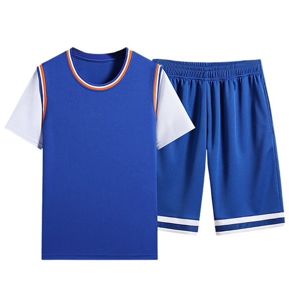 NAFUU Mens Summer Track Suits Men's Casual Sports Suit Loose Fit Round Neck Short Sleeve T Shirt and Shorts Set Comfortable Active Outfits Casual Daily Outfits