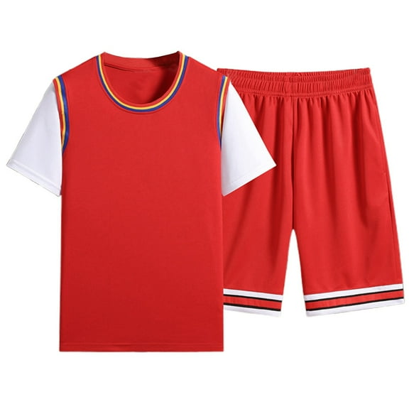 NAFUU Mens Summer Track Suits Men's Casual Sports Suit Loose Fit Round Neck Short Sleeve T Shirt and Shorts Set Comfortable Active Outfits Fashion Handsome Outfit