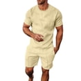 thumbnail image 1 of NAFUU Mens Summer Track Suits Mens Short Sets 2 Piece Outfits Fashion Summer Tracksuits Casual Short Sleeve T-Shirt And Shorts Set Commuting Work Outfits, 1 of 9