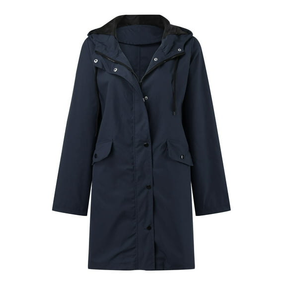 NAFUU Raincoat Women Lightweight Rain Jacket Waterproof Windbreaker Lined Long Hooded Jackets Outdoor Travel Trench Coats
