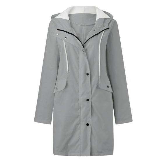 NAFUU Raincoat Women Lightweight Rain Jacket Waterproof Windbreaker Lined Long Hooded Jackets Outdoor Travel Trench Coats
