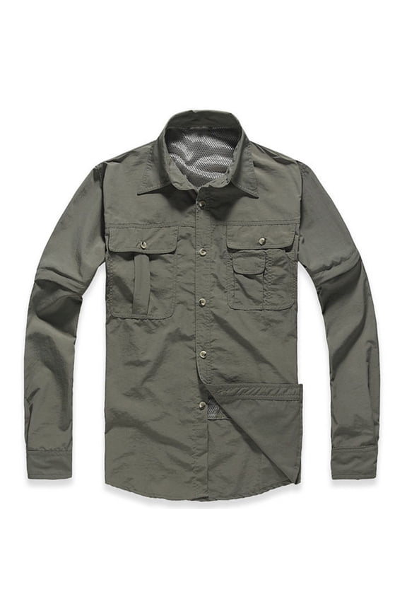 Shirts For Men Stylish Outdoor Shirt Long Sleeve Performance Wicking Camping Hiking Shirt Lightweight Breathable Sun Protection Shirts Work Collared Shirts