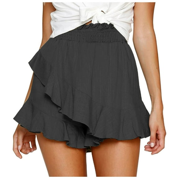 NAFUU Shorts for Women Trendy Skorts Skirts Women Fashion Mini Skirt Flowy Cotton Linen High Waisted Shorts Summer Beach Shorts Beach Summer Shorts