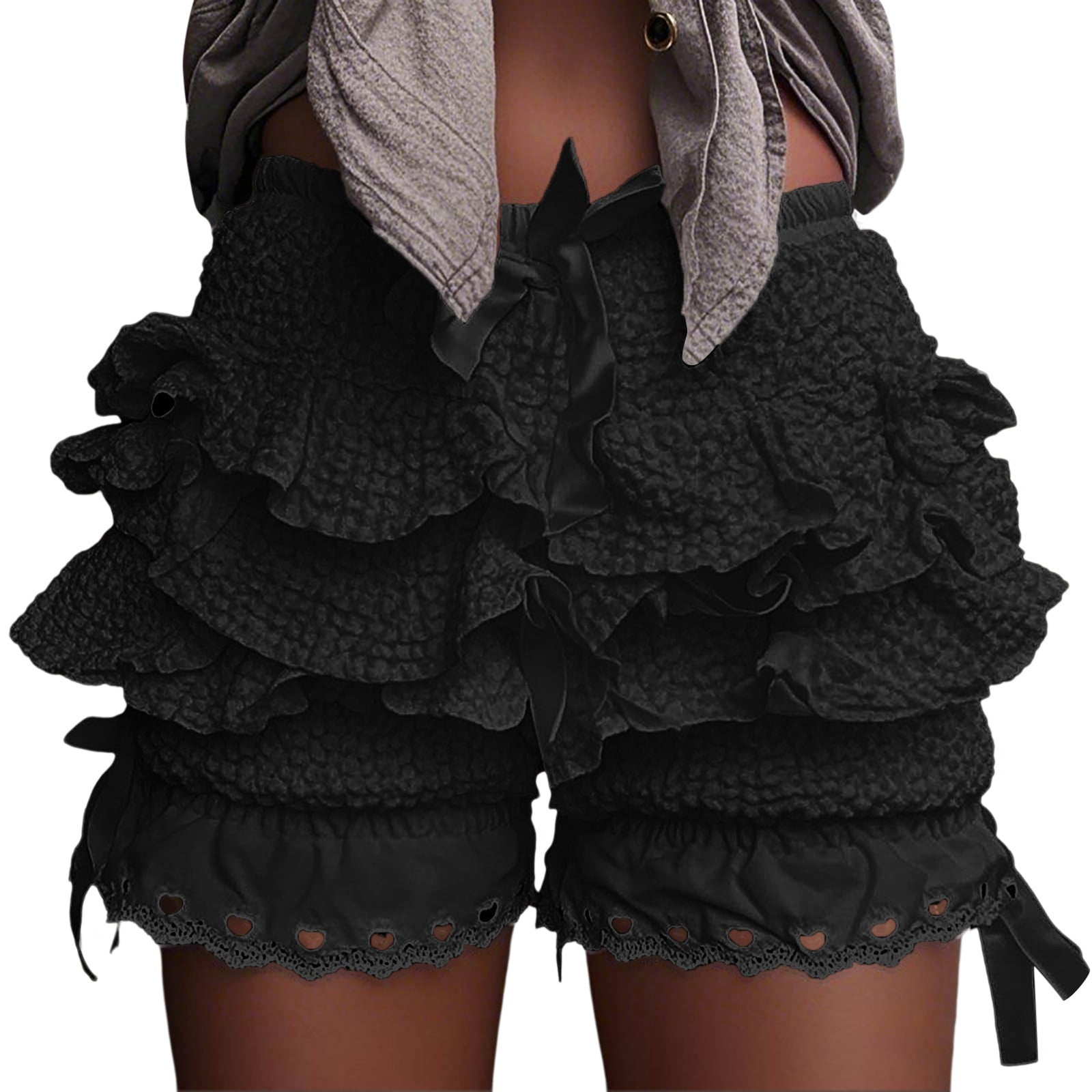 Womens Ruffle Lace Shorts Kawaii Lolita Layered Bloomers