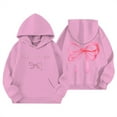 thumbnail image 1 of NAFUU Stylish Girls Hoodies Bow Print Hooded Sweatshirt Cute Long Sleeve Pullover Tops Soft Comfort Sweatshirts Daily Casual Wear 18-24 Months, 1 of 3