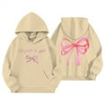 thumbnail image 1 of NAFUU Stylish Girls Hoodies Bow Print Hooded Sweatshirt Cute Long Sleeve Pullover Tops Soft Comfort Sweatshirts Daily Casual Wear 9-10 Years, 1 of 3