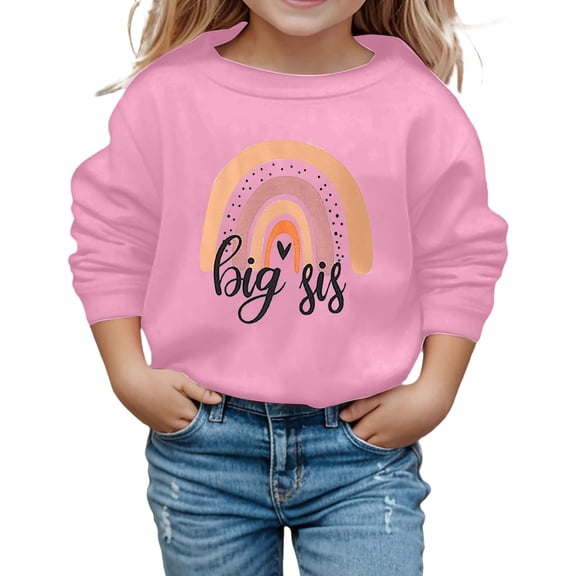 NAFUU Stylish Girls Sweatshirts Casual Pullover Hoodie Cute Printed Long Sleeve Crewneck Sweatshirt For Kids Fall Outfit Daily Playwear 9-10 Years