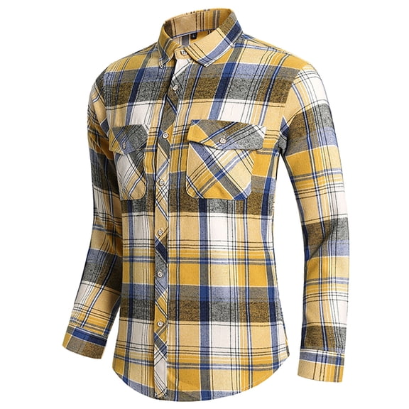 NAFUU Stylish Men's Shirts Button Down Plaid Shirt Mens Fashion Casual Striped Lapel Long Sleeve Shirt Top Autumn Blouse Classic Casual Shirts