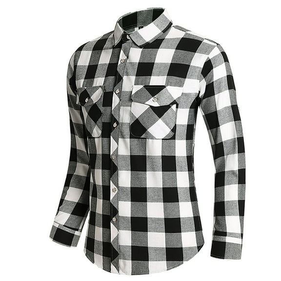 NAFUU Stylish Men's Shirts Button Down Plaid Shirt Mens Fashion Casual Striped Lapel Long Sleeve Shirt Top Autumn Blouse Temperament Tops