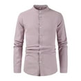 thumbnail image 1 of NAFUU Stylish Mens Dress Shirts Men's Long Sleeve Shirt Casual Solid Color Stand Collar Shirts Tops Fashion Holiday Button Down Shirts Trendy Casual Shirts, 1 of 3