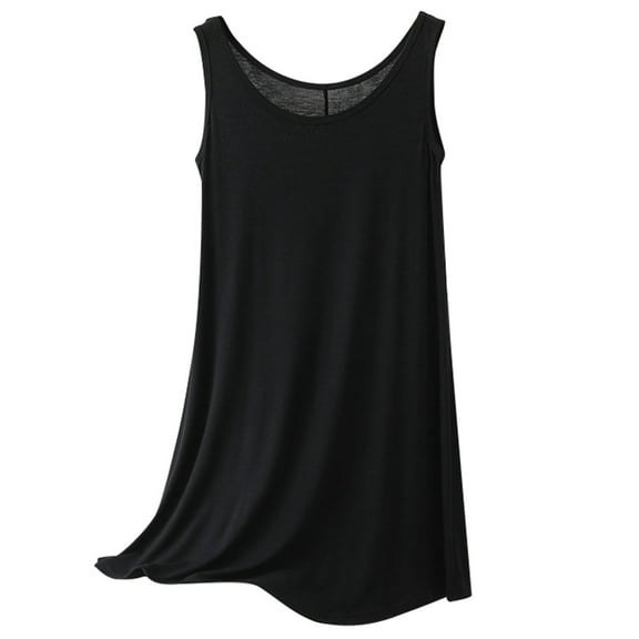 NAFUU Summer Nightgowns For Women Plus Size Sleepwear Sleeveless Round Neck Tshirt Sleep Dress Solid Color Loose Nightshirt Sleep Dress