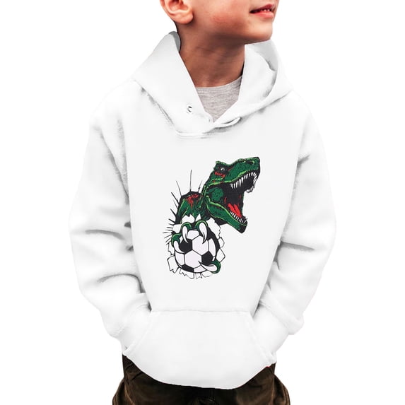 NAFUU Toddler Baby Boy Outfit Dinosaur Soccer Prints Sweatshirts Long Sleeve Hooded Pullover Toddlers Kids Winter Warm Tops Oversized Sweatshirts For Boys Sizes 3-4 Years