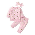 thumbnail image 1 of NAFUU Toddler Baby Boys Clothes Set Casual Printed Long Sleeve Crewneck Sweatshirt Pants Headband 3 Piece Set Spring Fall Everyday Wear Trendy Outfit 0-6 Months, 1 of 7
