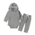 thumbnail image 1 of NAFUU Toddler Baby Girl Clothes Infant Boys Girls Long Sleeve Hoodie Romper Bodysuit Tops+Pants Set Solid Color 2 Pieces Fall Outfits Fashion Vintage 9-12 Months, 1 of 7