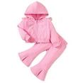 thumbnail image 1 of NAFUU Toddler Baby Girl Clothes Infant Girls Fashion Solid Color Zipper Sweatshirt Jacket And Flare Pants Fall Winter Clothes 2 Piece Set 9-12 Months, 1 of 6