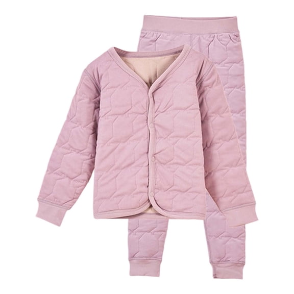 NAFUU Toddler Baby Girl Clothes Winter Thermal Underwear For Kids Fleece Lined Warm Outfits With Padded Jacket And Pants For Girls Boys Cute Child Clothes 12-13 Years