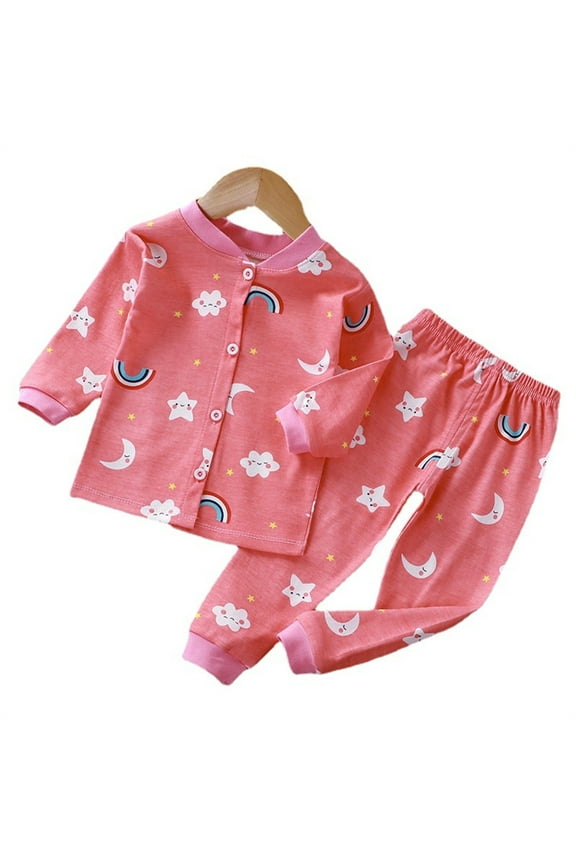 Toddler Baby Girls Pajamas Set Soft Cute Print Pajamas Infant Boys Girls Long Sleeve Top And Pants Sleepwear Set Loungewear Jammies Nightwear 18-24 Months