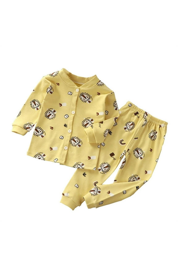Toddler Baby Girls Pajamas Set Soft Cute Print Pajamas Boys Girls Long Sleeve Top And Pants Sleepwear Set Loungewear Soft Pajama Nightgown 12-18 Months
