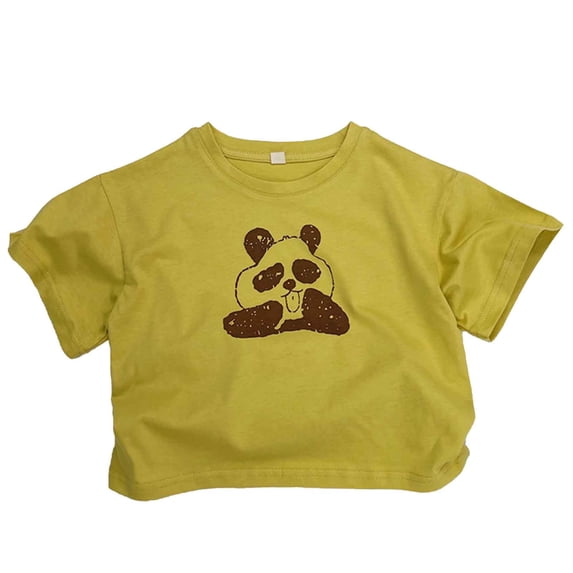NAFUU Toddler Boy T-Shirts Cartoon Panda Prints Short Sleeve O-Neck Top Beach Holiday Shirt Summer Casual Blouses For Boys Trendy Sizes 4-5 Years