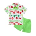 thumbnail image 1 of NAFUU Toddler Boys Christmas Outfit Cartoon Print Button Up Short Sleeve Bowtie Shirt And Shorts 2 Pcs Set Stylish Party Gentleman Outfit Vintage Party Outfit 18-24 Months, 1 of 7