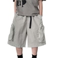 thumbnail image 1 of NAFUU Toddler Boys Play Shorts Summer Casual With Drawstring Waistband Zipper Pocket Solid Color Cargo Boy Shorts Sizes 12-13 Years, 1 of 8