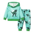 thumbnail image 1 of NAFUU Toddler Boys Sweatsuits Dinosaur Print Long Sleeve Hooded Sweatshirt Top And Pants Two Piece Set Baby Boy Soft Comfy Athletic Outfits Temperament Suit 2-3 Years, 1 of 7