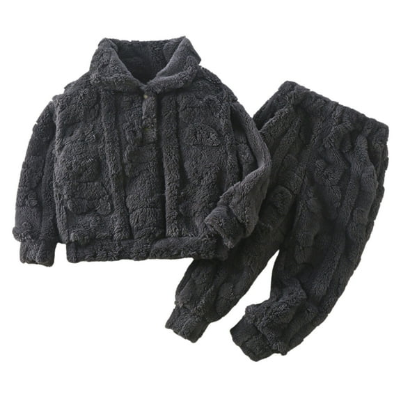 NAFUU Toddler Girl Clothes Sets Children's Pyjamas Winter Flannel Pajamas Boys Girls Coral Velvet Homewear Set Warm Sweatshirt And Pants Suit 18-24 Months