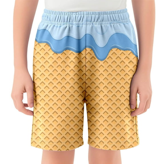 NAFUU Toddler Girls Shorts Ice Cream Prints Baseball Short Pants Summer Casual Elastic Waist With Pockets Daily Wear Sports Shorts Girls Comfy Sizes 13-14 Years